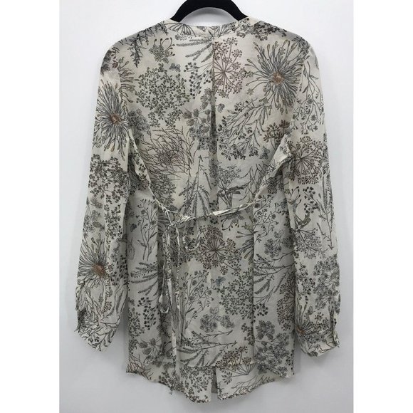 Motherhood Maternity Sheer Floral Top Roll Tab Sleeve Ivory Cream Small - Picture 5 of 6